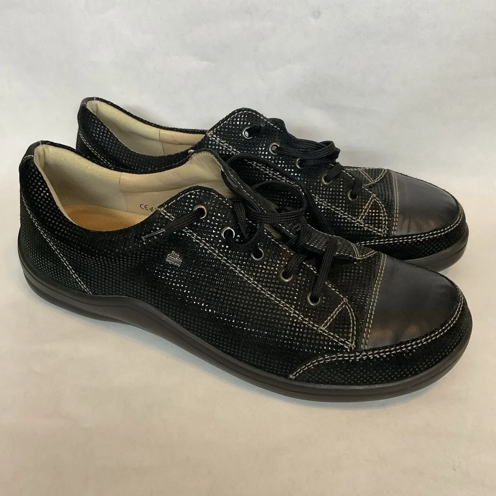 Finn Comfort Soho Comfort Sneakers Black Leather Women's Size 42/11-11.5